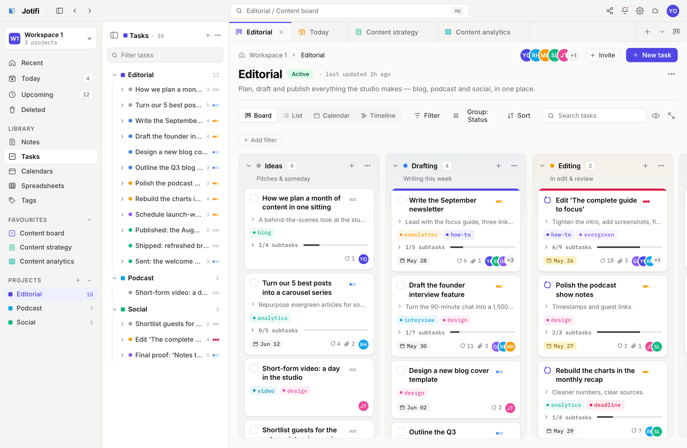 A Jotifi kanban board on desktop with a phone showing the mobile board